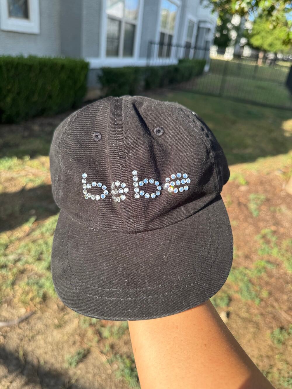 Bebe Y2K Black Rhinestone Cap Hat